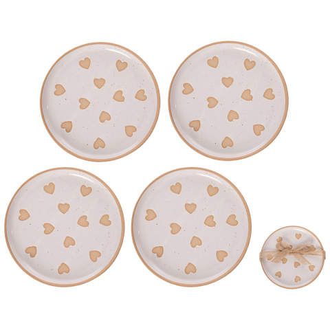 Ceramic Heart Appetizer Plates Set of 4, Multicolor Dolomite, Valentine's Day Home Decor, 6.5in, Hand Wash, Indoor Use