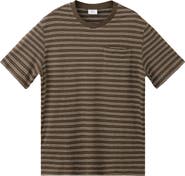 MANGO Regular Fit Stripe Cotton & Linen T-Shirt