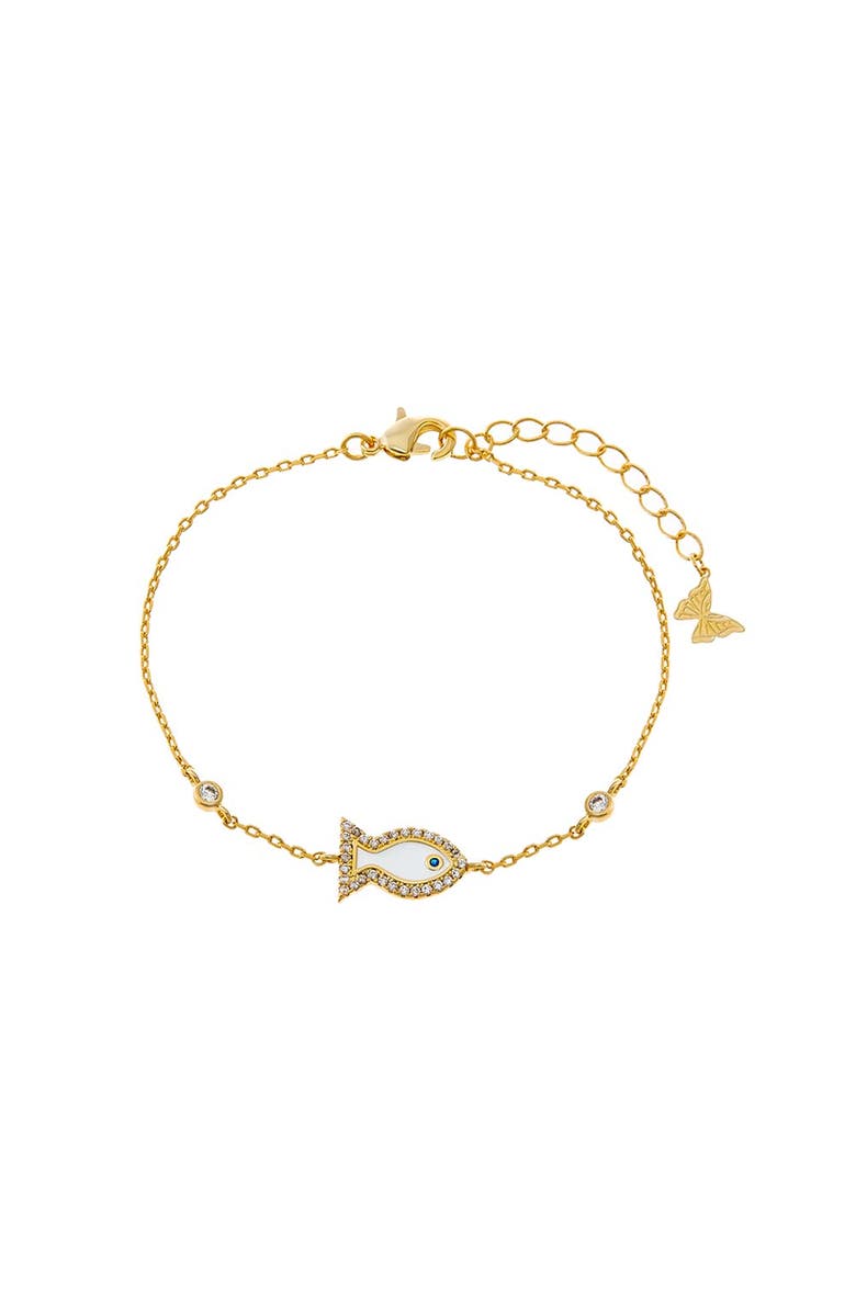 BY ADINA EDEN Colored Stone Fish Outline Bracelet, Main, color,