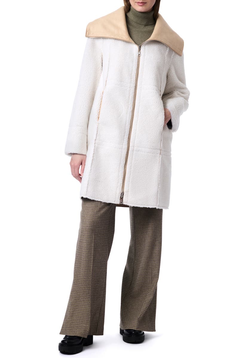 Bernardo Faux Leather & Faux Fur Reversible Coat, Alternate, color, Tan/ Cream