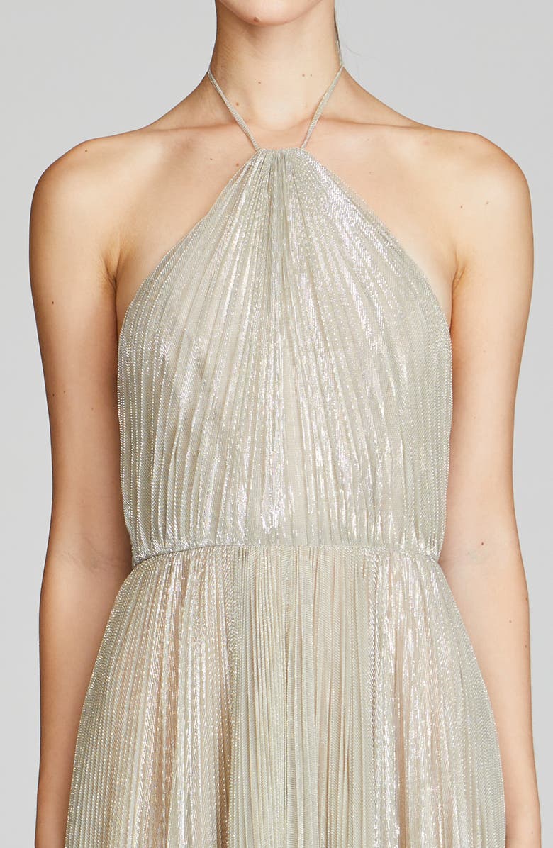 HALSTON Marisol Metallic Gown, Alternate, color, Pewter