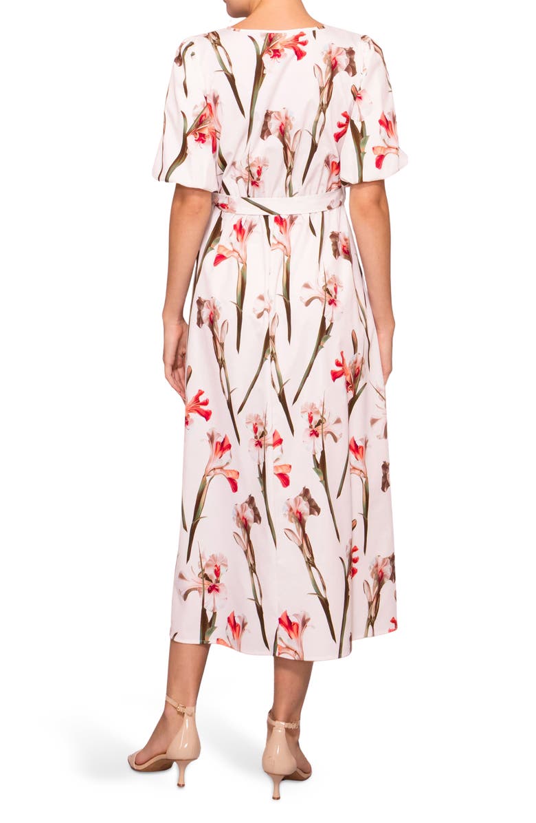 MELLODAY Tie Waist Midi Dress, Alternate, color, Ivory Red