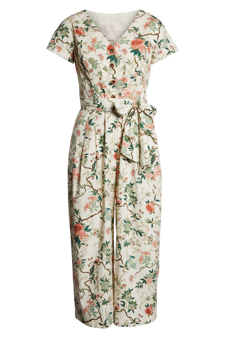 Sophia Button Front Jumpsuit, Alternate, color, IVORY/ CORAL