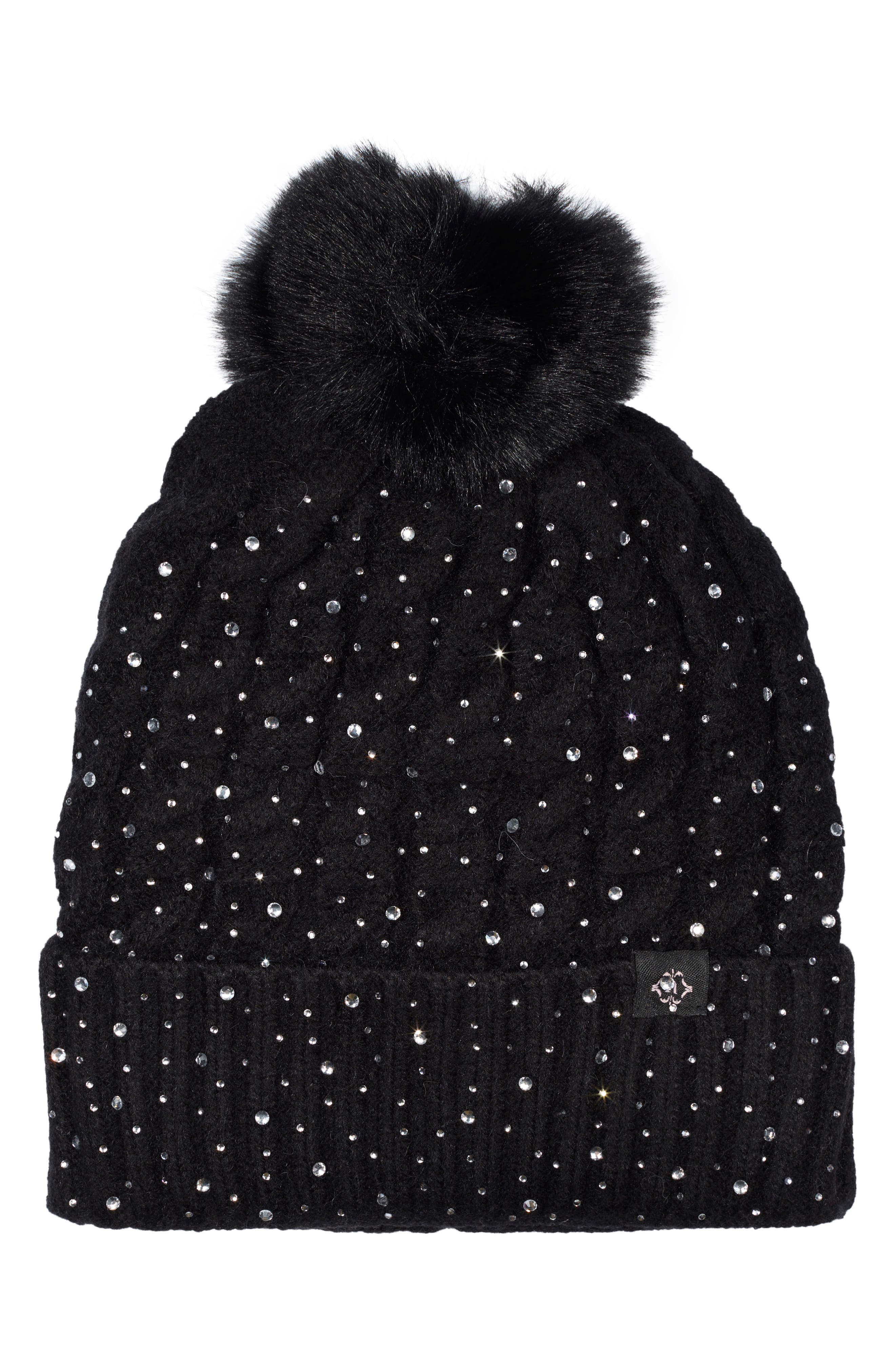 Chunky Knit Faux Fur Pom Beanie
