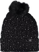 Nanette Lepore Chunky Knit Faux Fur Pom Beanie