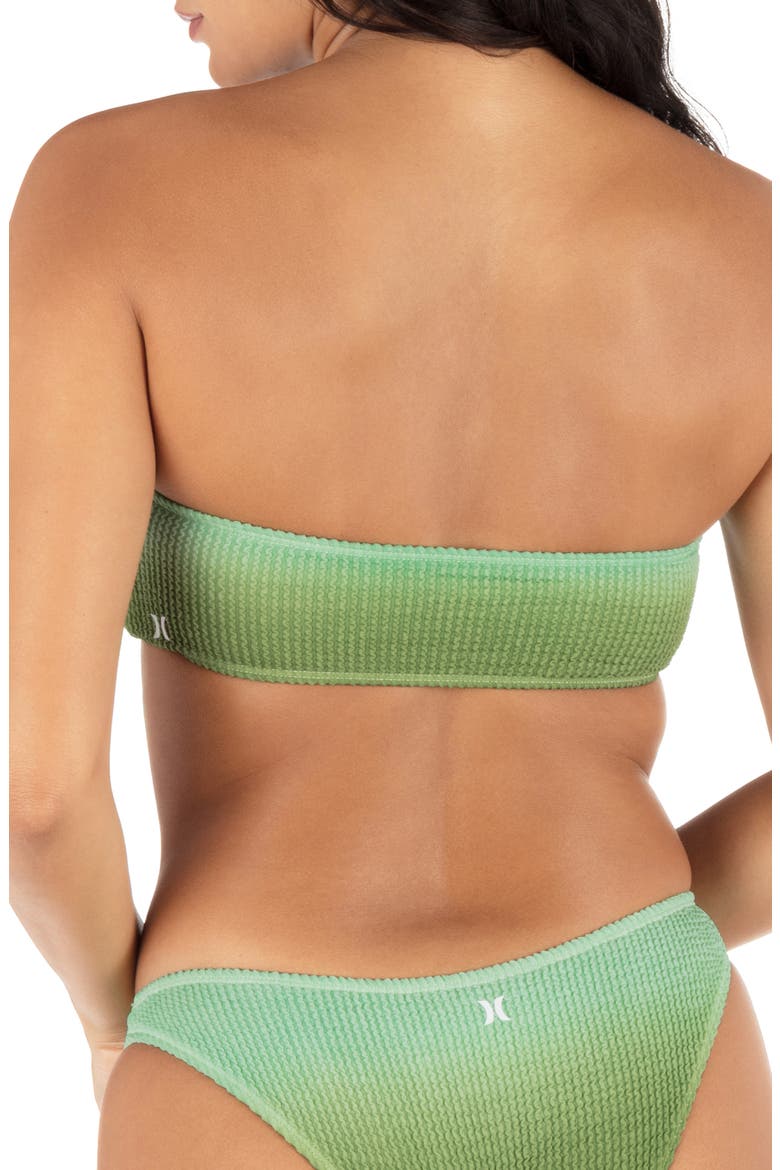 Ombré Scrunch Bandeau Strapless Bikini Top, Alternate, color, KELP OMBRE