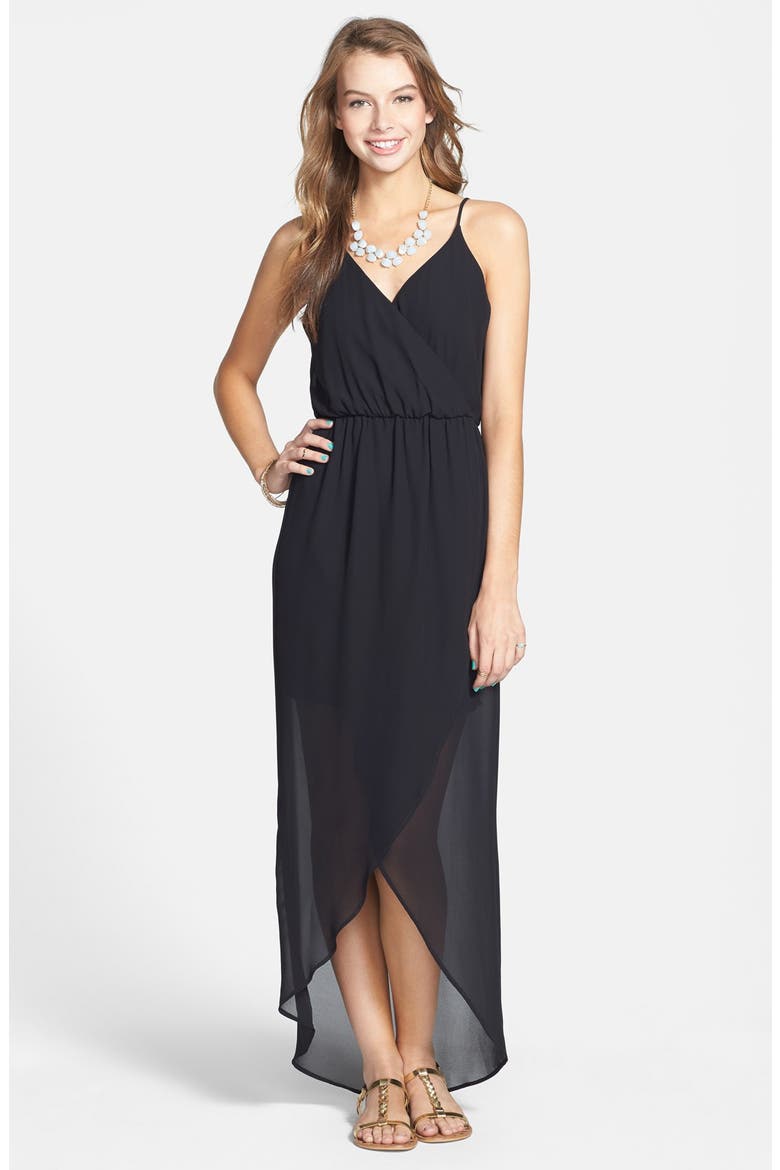 Tulip Hem Maxi Dress, Main, color, BLACK