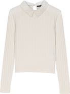 maje Pearl-collar ribbed sweater