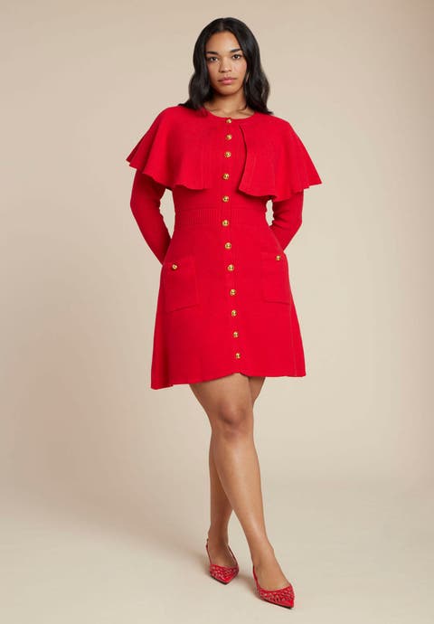 Sweater Cape Mini Dress (Plus Available)