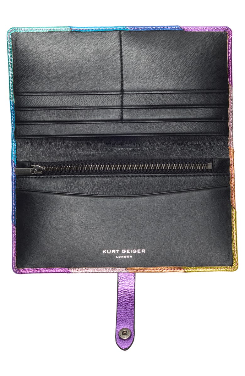 Kurt Geiger London Rainbow Stripe Leather Bifold Wallet, Alternate, color, Purple Multi