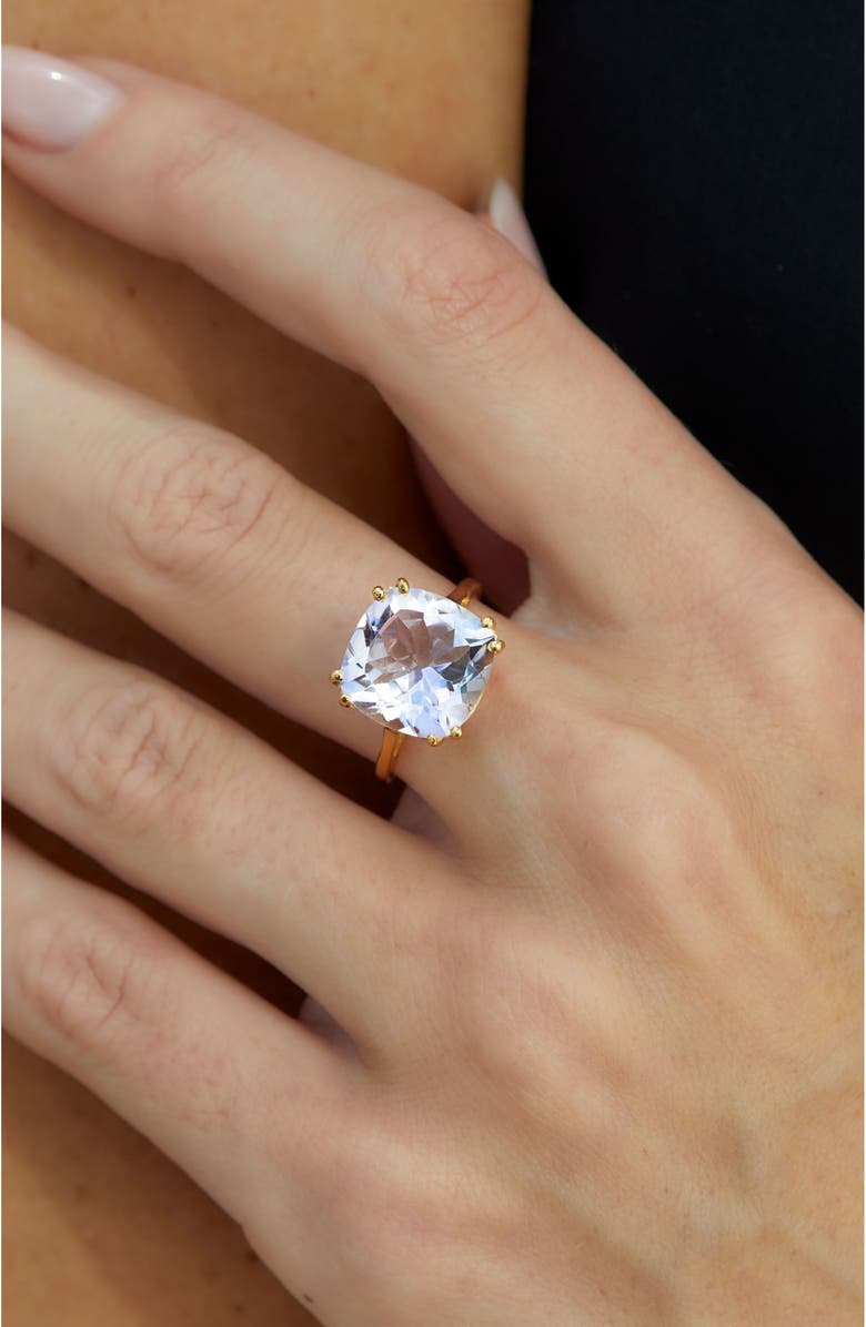 18K Gold Plated Sterling Silver Pink Amethyst Ring
