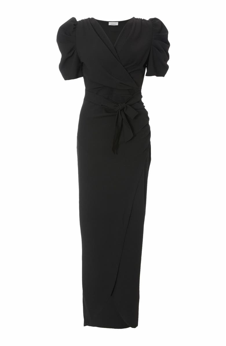 QUIZ Puff Sleeve Maxi Dress, Alternate, color, Black