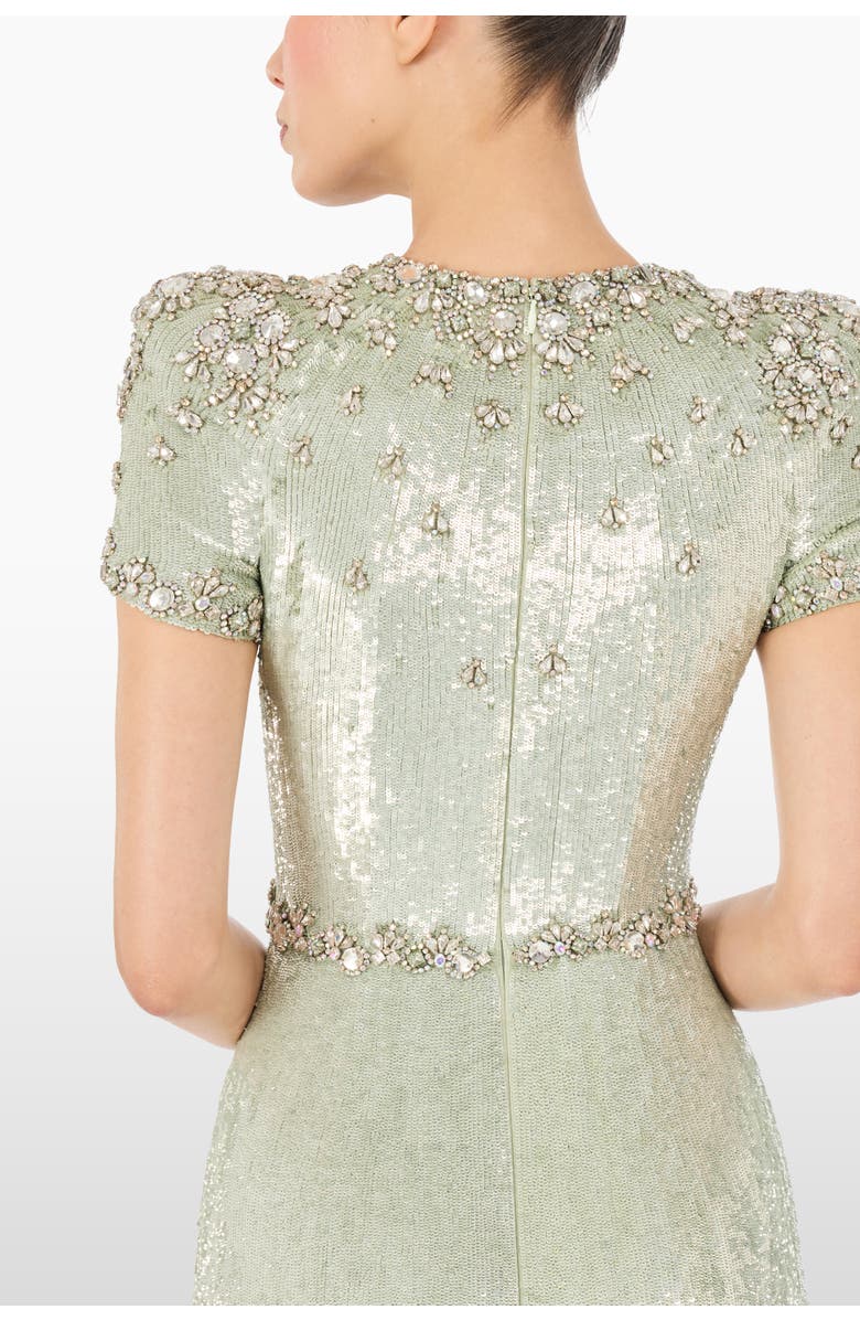 Jenny Packham Lombard Embellished Dress, Alternate, color, Marmo Green