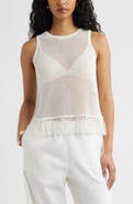 Open Edit Fringe Sleeveless Sweater