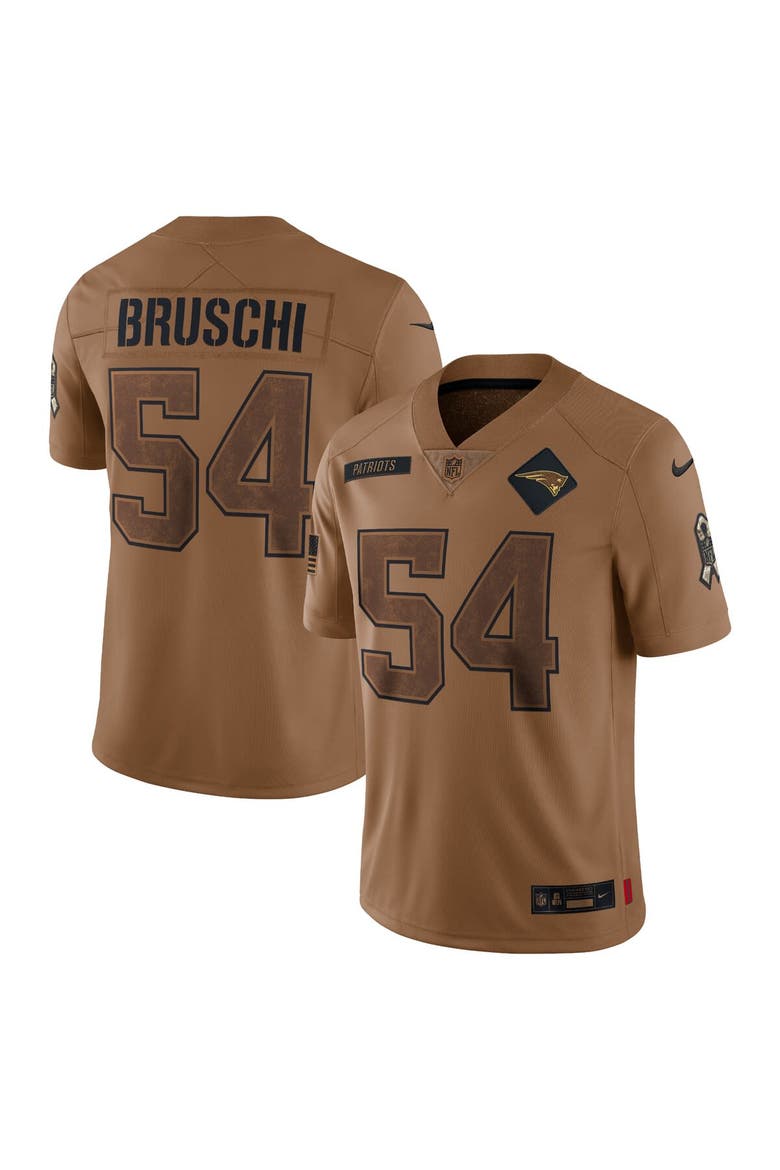 Men's Nike Tedy Bruschi Brown New England Patriots 2023 Salute To Service Retired Player Limited Jersey, Alternate, color, Brown