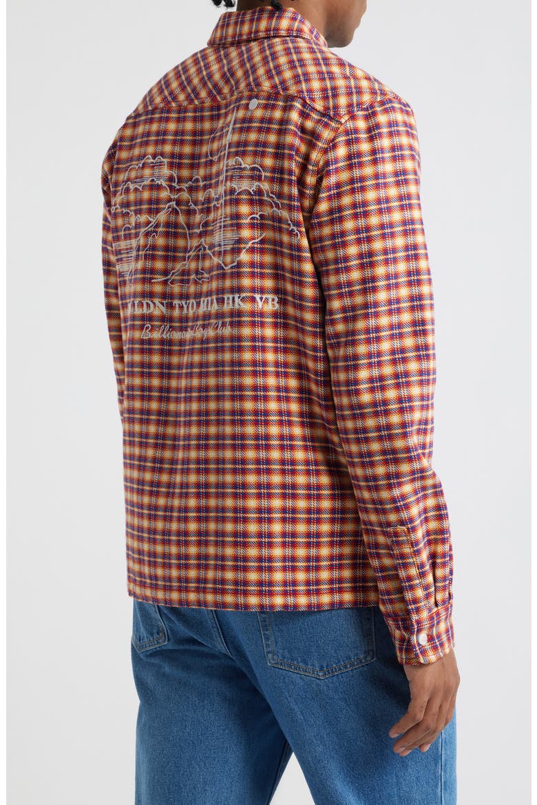 Skyline Embroidered Plaid Button-Up Shirt, Alternate, color, RED
