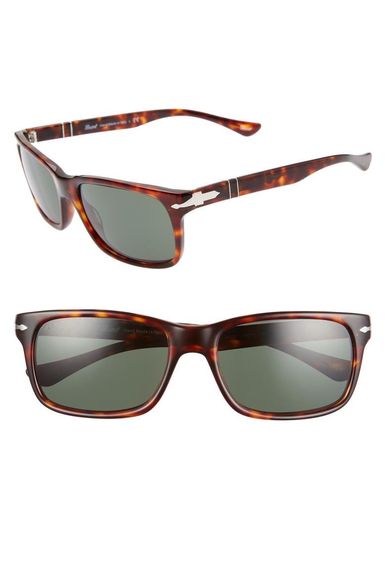 58mm Rectangle Sunglasses, Main, color, HAVANA/ BLACK SOLID