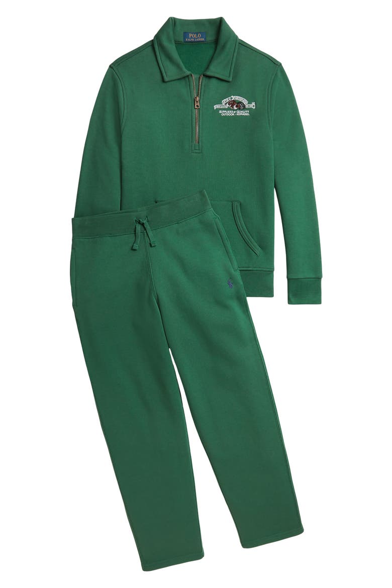 Kids' Cotton Blend Fleece Pants, Alternate, color, VERANO GREEN