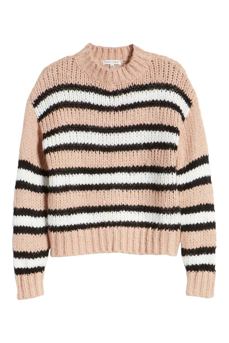 Striped Cozy Sweater, Alternate, color, PINK STRIPE