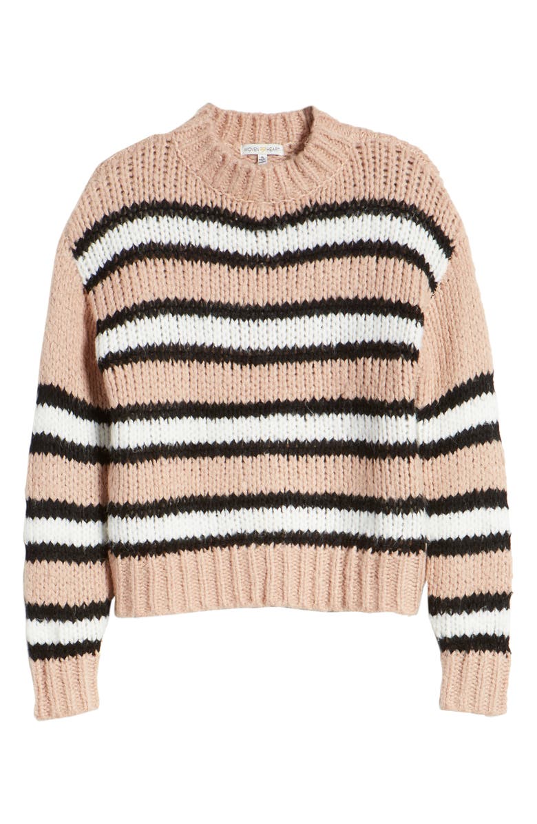 Woven Heart Striped Cozy Sweater, Alternate, color,