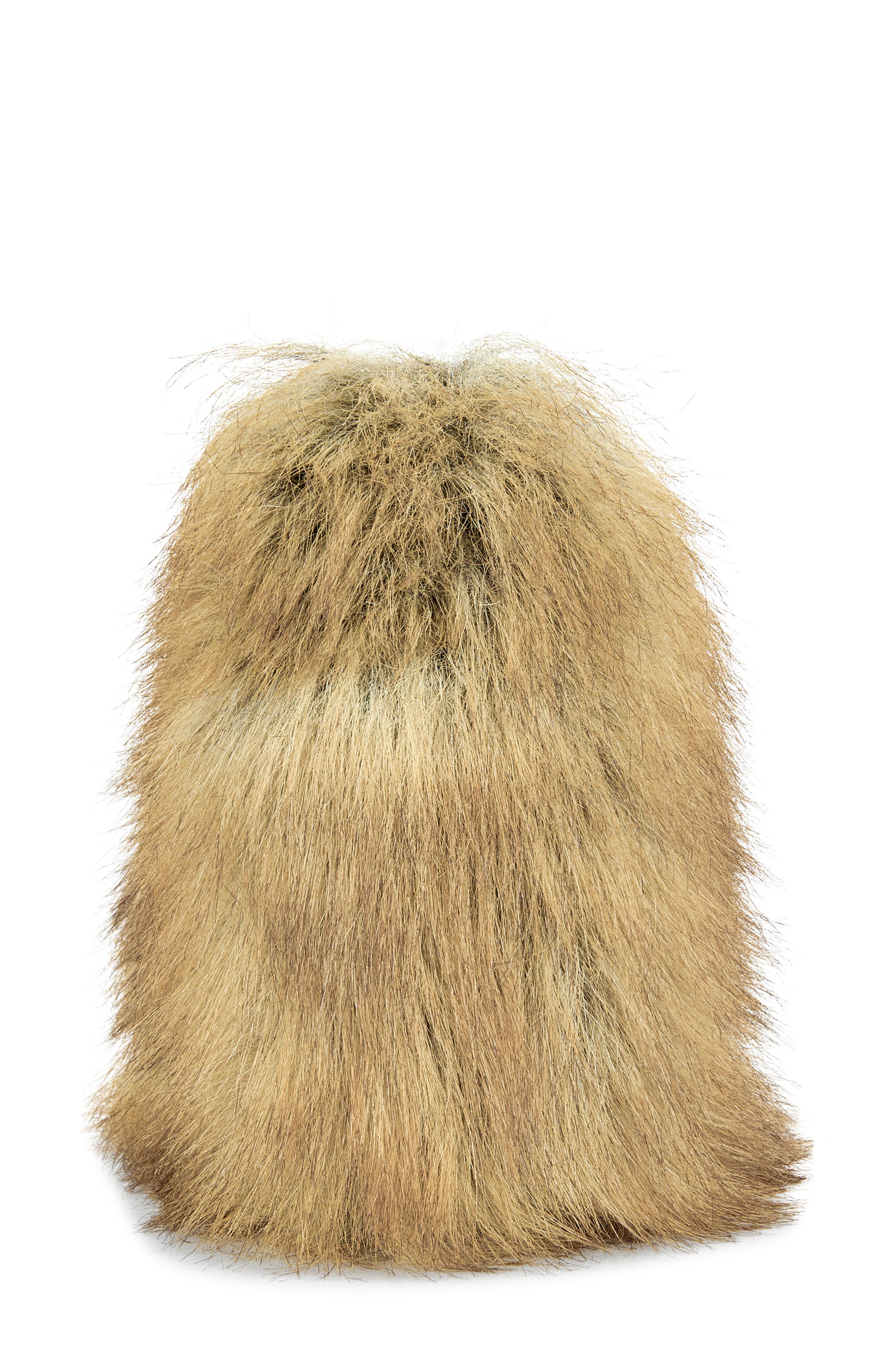 AZALEA WANG Jaeke Faux Fur Wedge Pump, Alternate, color, Brown