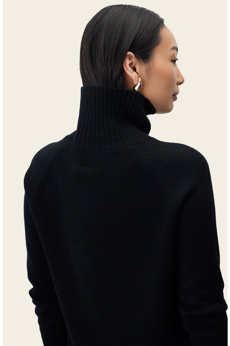 Emma Cashmere Relaxed Turtleneck Sweater, Alternate, color, Black