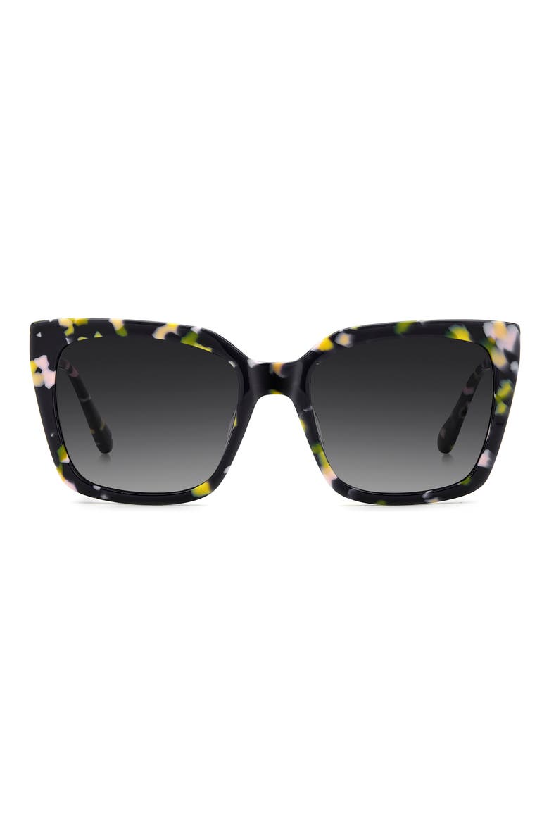 lilah 55mm gradient polarized square sunglasses, Main, color, BLACK MULTICOLOR/ GREY POLAR