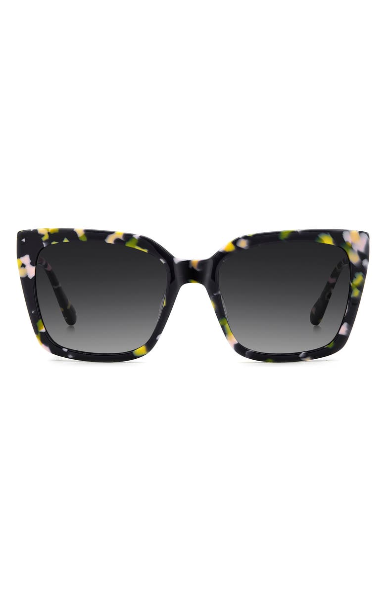 Kate Spade New York lilah 55mm gradient polarized square sunglasses, Main, color, Black Multicolor/ Grey Polar
