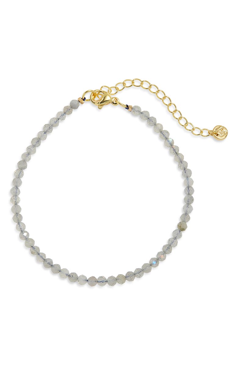 Kiara by Ki-Ele Farrah II Petite Semiprecious Stone Beaded Bracelet, Main, color, Gold/ Grey