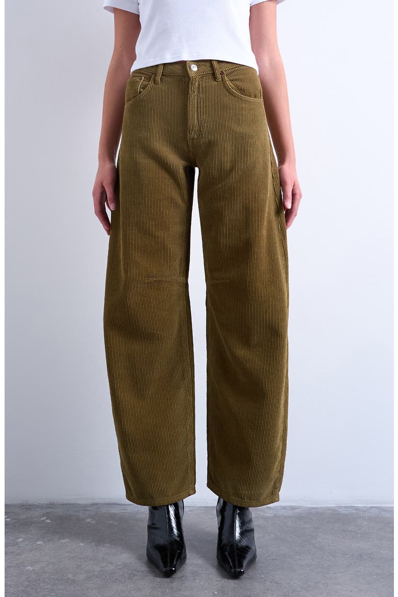High Waist Barrel Corduroy Jeans, Main, color, TAN