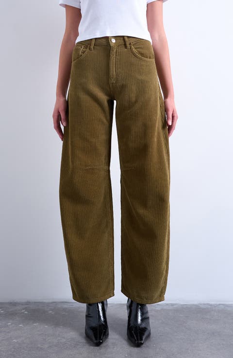 High Waist Barrel Corduroy Jeans