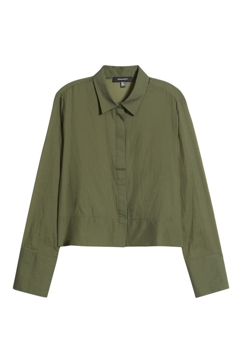 Boyfriend Button Down Nylon Shirt, Main, color, CLOVER