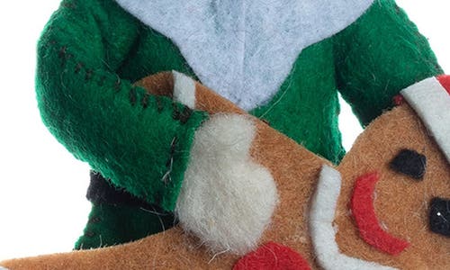 Silk Road Bazaar Handmade Elf With Gingerbread Felt Ornament In Multi
