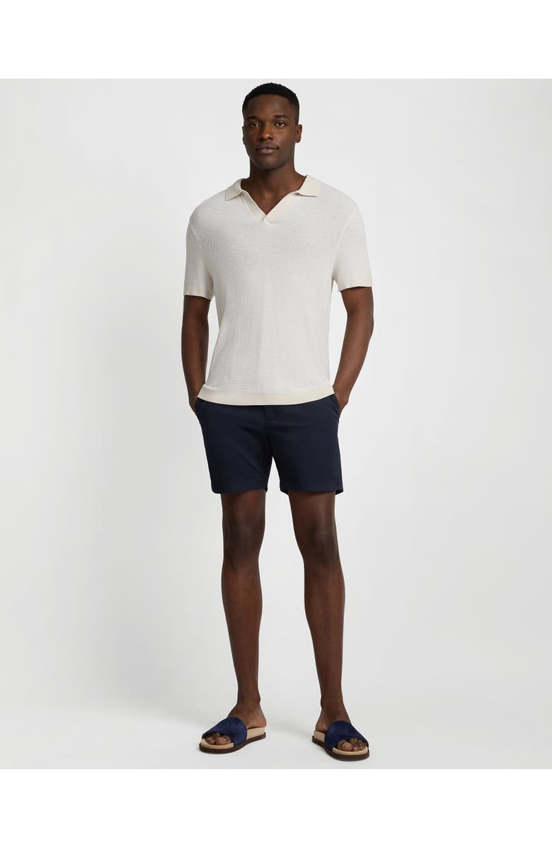 Onia Textured Cotton Johnny Collar Polo, Main, color, Stone/White