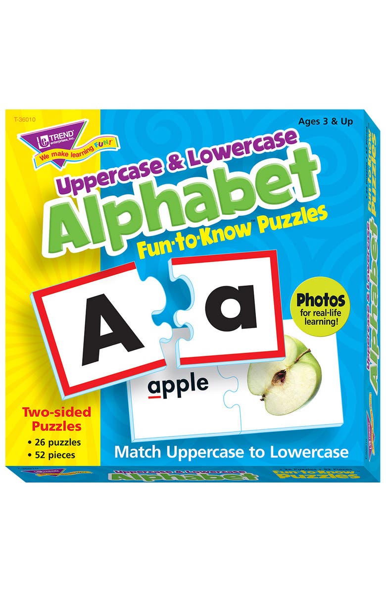 TREND Enterprises Funtoknow Puzzles Uppercase & Lowercase Alphabet, Set Of 26, Main, color, Multicolored