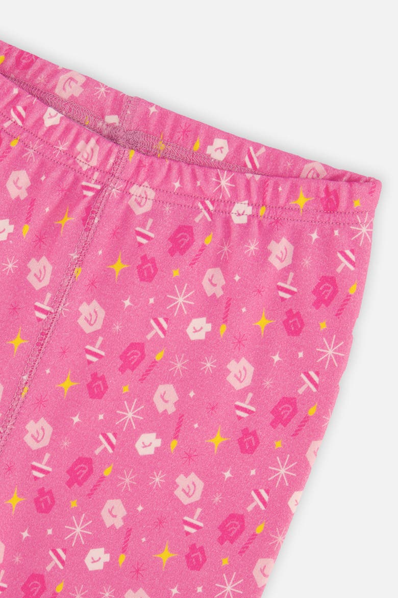 Hanukkah Organic Cotton Top Pants Two Piece Pajama Set, Alternate, color, Rose Printed Hanukkah