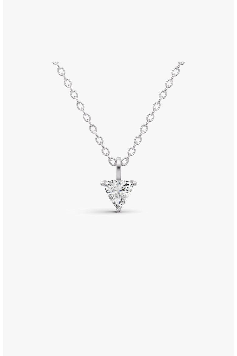 14K Gold 0.75 ct Lab Grown Trillion Shape Diamond Solitaire Pendant with Bail, Main, color, White Gold