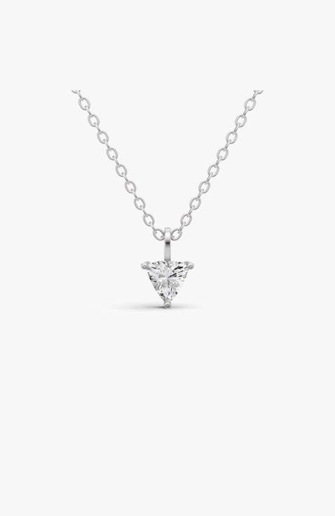 14K Gold 0.75 ct Lab Grown Trillion Shape Diamond Solitaire Pendant with Bail