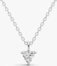 SEREIA OFFICIAL 14K Gold 0.75 ct Lab Grown Trillion Shape Diamond Solitaire Pendant with Bail