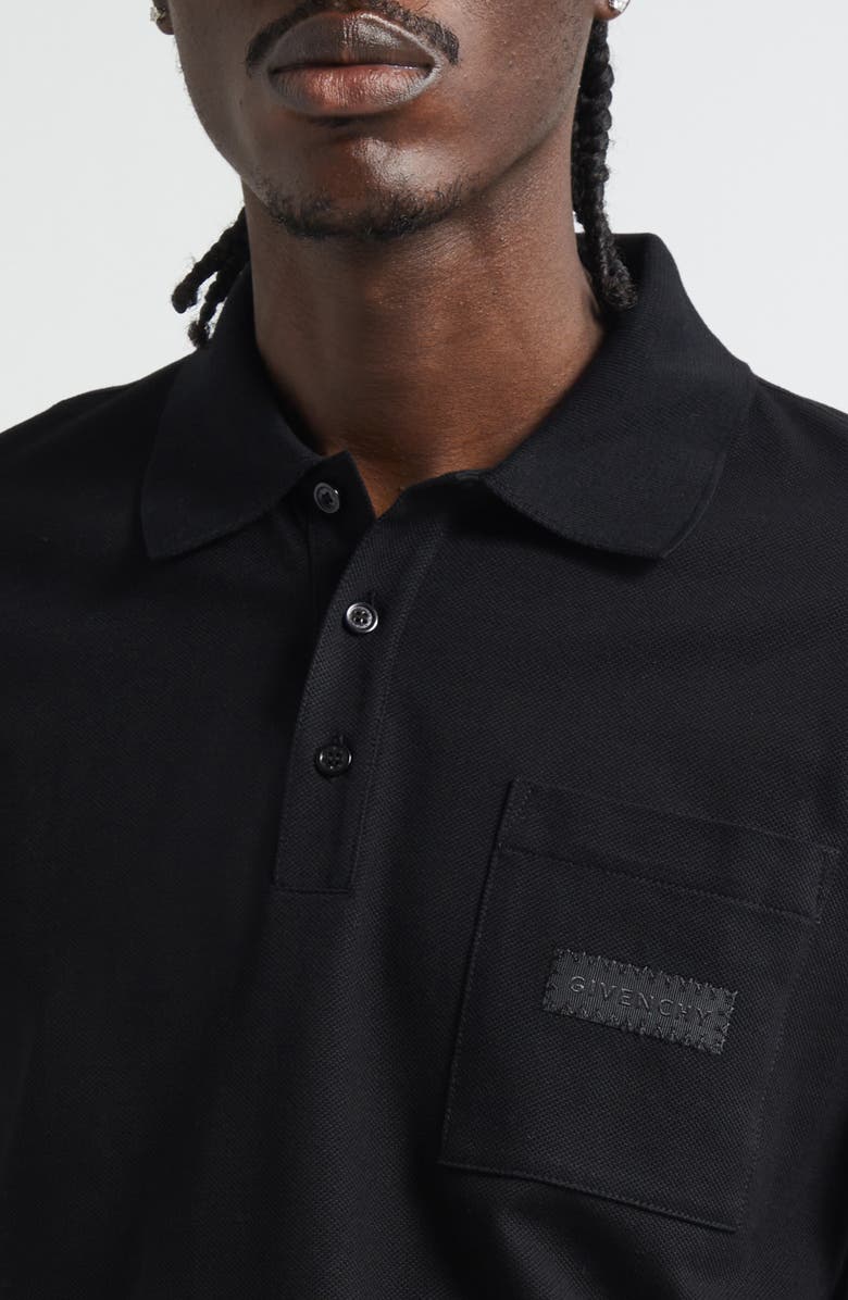 Givenchy Logo Patch Regular Fit Cotton Piqué Polo, Alternate, color, Black