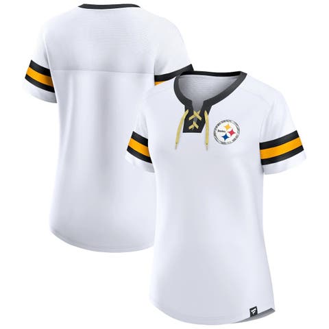 Women's Fanatics Branded White Pittsburgh Steelers Sunday Best Lace-Up T-Shirt