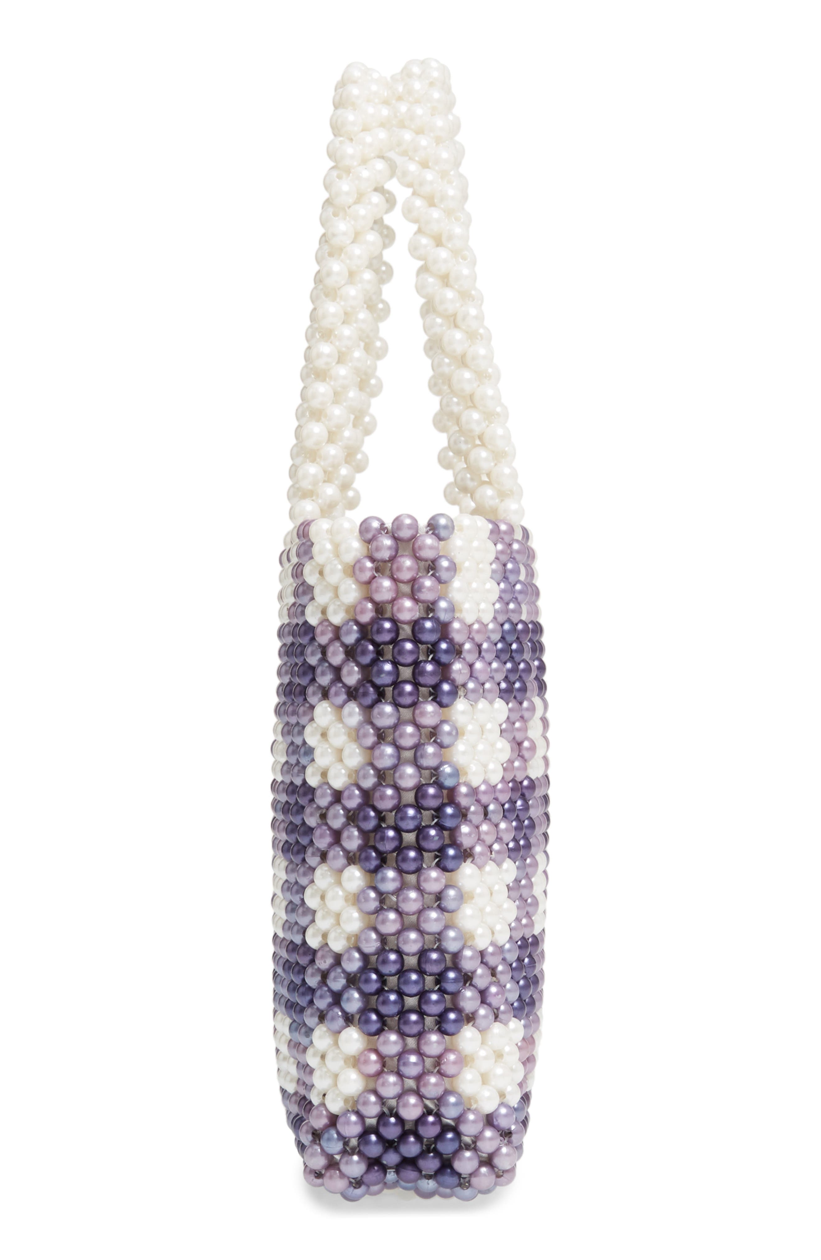 Skinnydip Penelope Imitation Pearl Check Handbag, Alternate, color, 