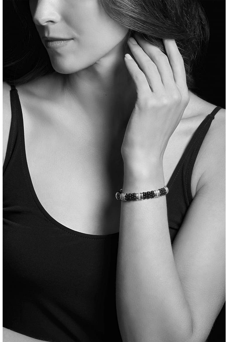 LAOGS Black Caviar Diamond 7-Link Bracelet, Alternate, color, SILVER