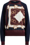Lauren Ralph Lauren Equestrian Print Inset Crewneck Sweater