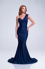 Jessica Angel One-Shoulder Soft Draped Mermaid Gown