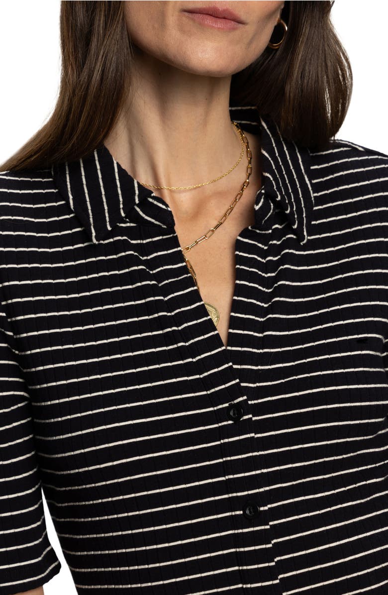 Sanctuary Stripe Elbow Sleeve Rib Button-Up Shirt, Alternate, color,