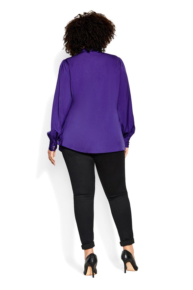Chana Charmeuse Bow Blouse, Alternate, color, PURPLE