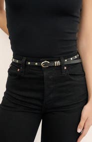 Ettika Skinny Studded Leather Belt
