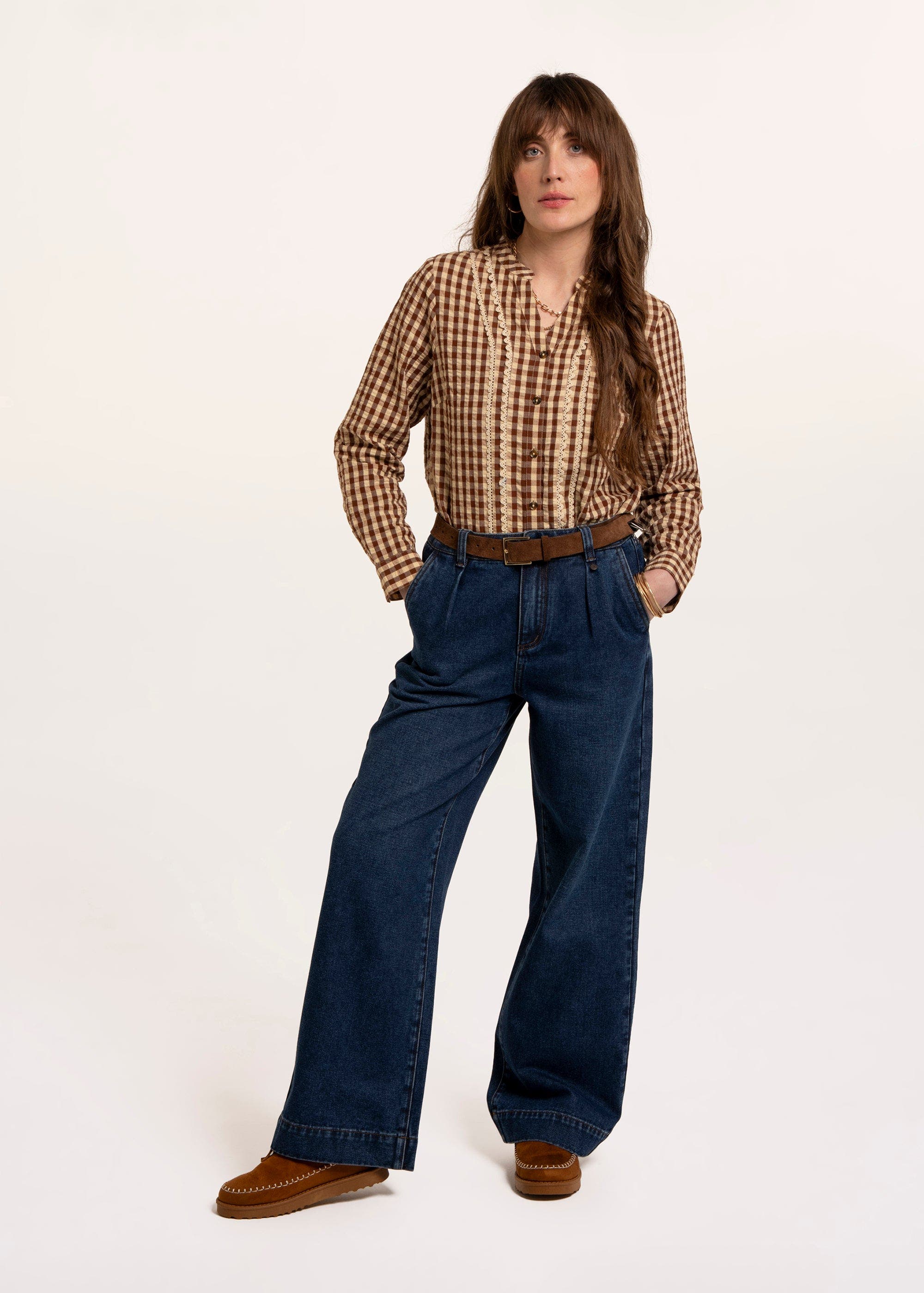 Brakeburn Fiorella Gingham Textured Blouse (Women) | Nordstrom