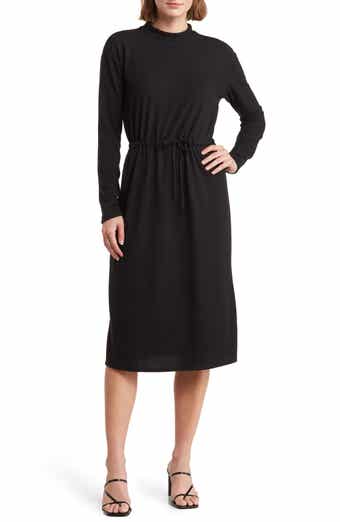 Long Sleeve Drawstring Waist Dress